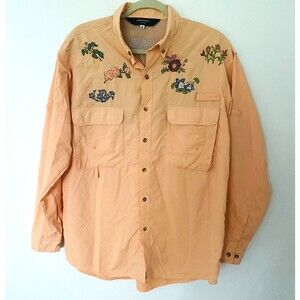Redington Embroidered Button Down Long Sleeve Women Fishing UPF 30 Shirt Sz M